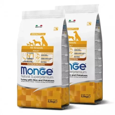 Monge Dog Speciality Line Monoprotein Adult - pulyka, rizs, burgonya 2x2,5kg