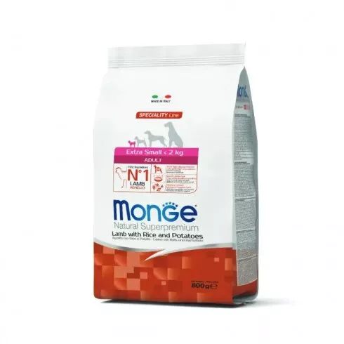 Monge Dog Speciality Line Monoprotein Adult Extra Small - bárány, rizs, burgonya 0,8kg