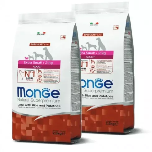 Monge Dog Speciality Line Monoprotein Adult Extra Small - bárány, rizs, burgonya 2x2,5kg