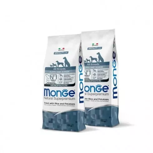 Monge Dog Speciality Line Monoprotein Puppy - pisztráng, rizs, burgonya 2x12kg