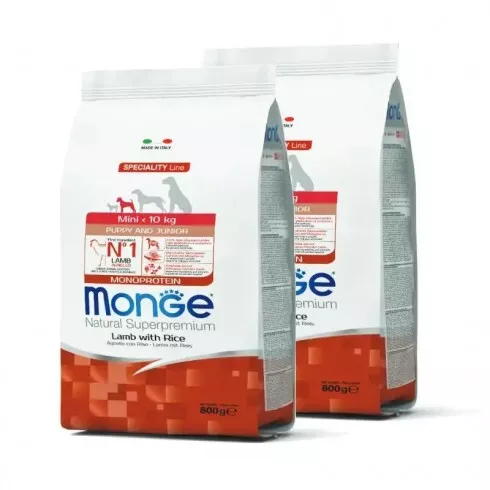 Monge Dog Speciality Line Monoprotein Puppy Mini - bárány, rizs 2x0,8kg