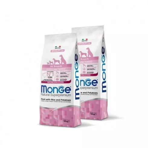 Monge Dog Speciality Line Monoprotein Puppy - sertés, rizs, burgonya 2x12kg