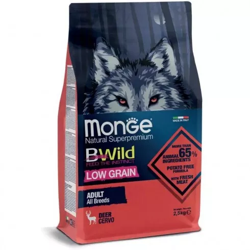 Monge BWild Low Grain Dog Adult - szarvas 2,5kg