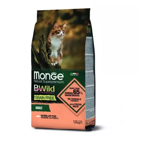 Monge BWild Grain Free Cat Adult - lazac, borsó 1,5kg