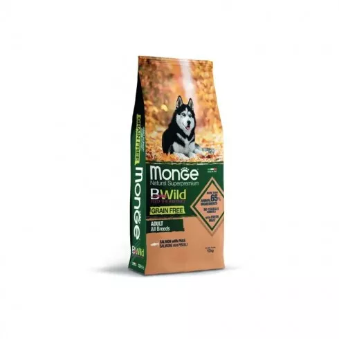 Monge BWild Grain Free Dog Adult - lazac, borsó 15kg