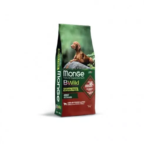 Monge BWild Grain Free Dog Adult - bárány, burgonya, borsó 15kg