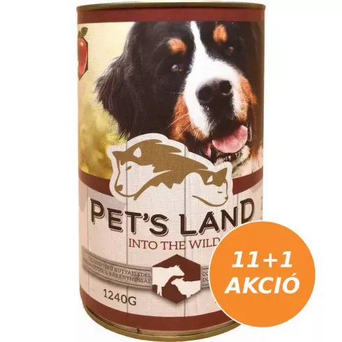 Pet s Land Dog Konzerv Marhamáj-Bárányhús almával 1240g