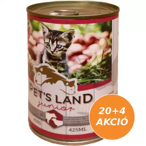 Pet s Land Cat Junior Konzerv Marhamáj-Bárányhús almával 24x415g