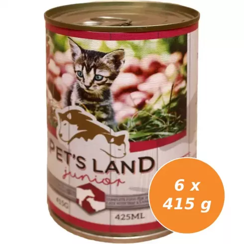 Pet s Land Cat Junior Konzerv MarhamájBárányhús almával 6x415g