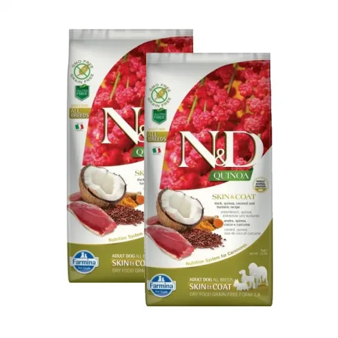 N&D Quinoa Dog Skin & Coat Kacsa 2x7kg