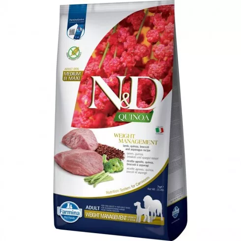 N&D Quinoa Dog Weight Management Adult Medium/Large bárány 7kg