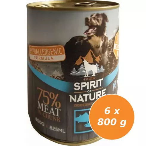 Spirit of Nature Dog konzerv Tonhallal és lazaccal 6x800g